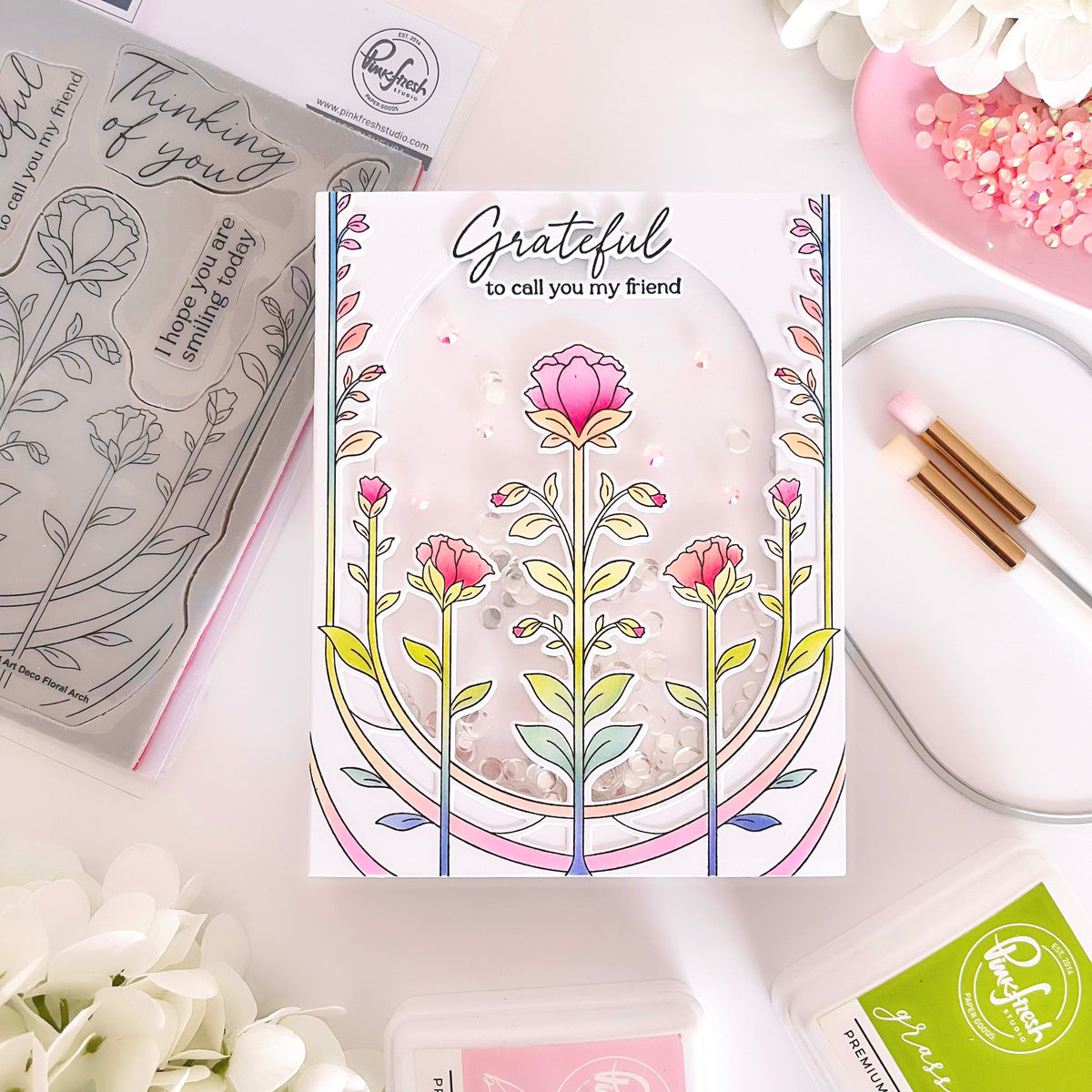 Art Deco Floral Arch cling stamp