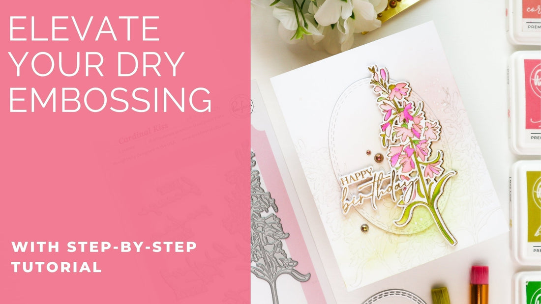 Birthday Card with Cardinal Kiss and Inked Dry Embossing | TaeEun Yoo