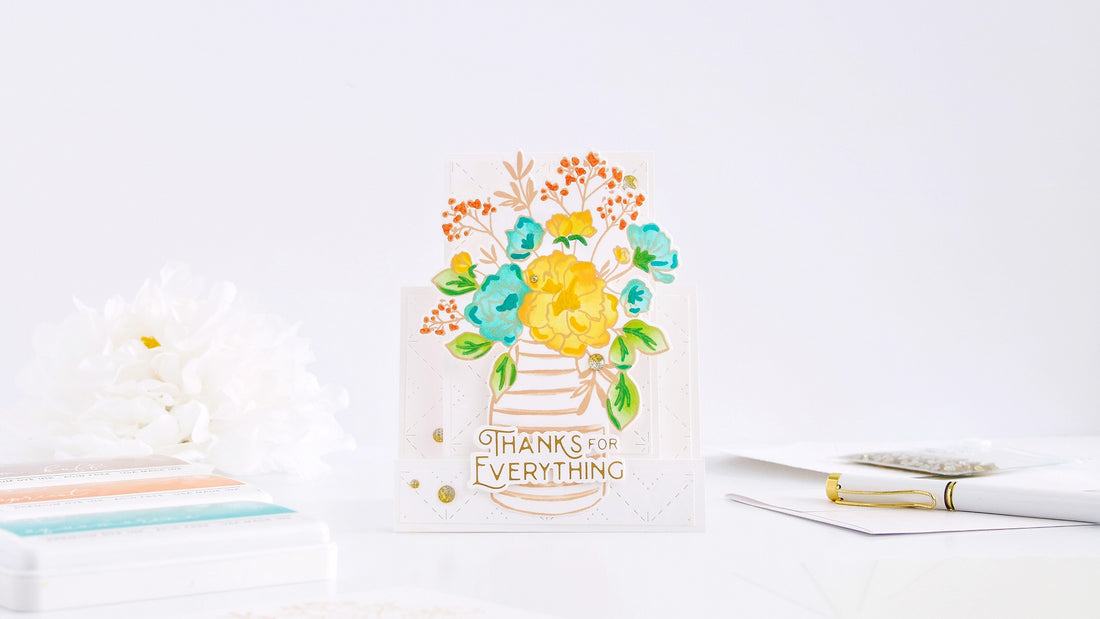 Inky Bouquet Fun Fold Inspiration Card┃Yasmin Diaz