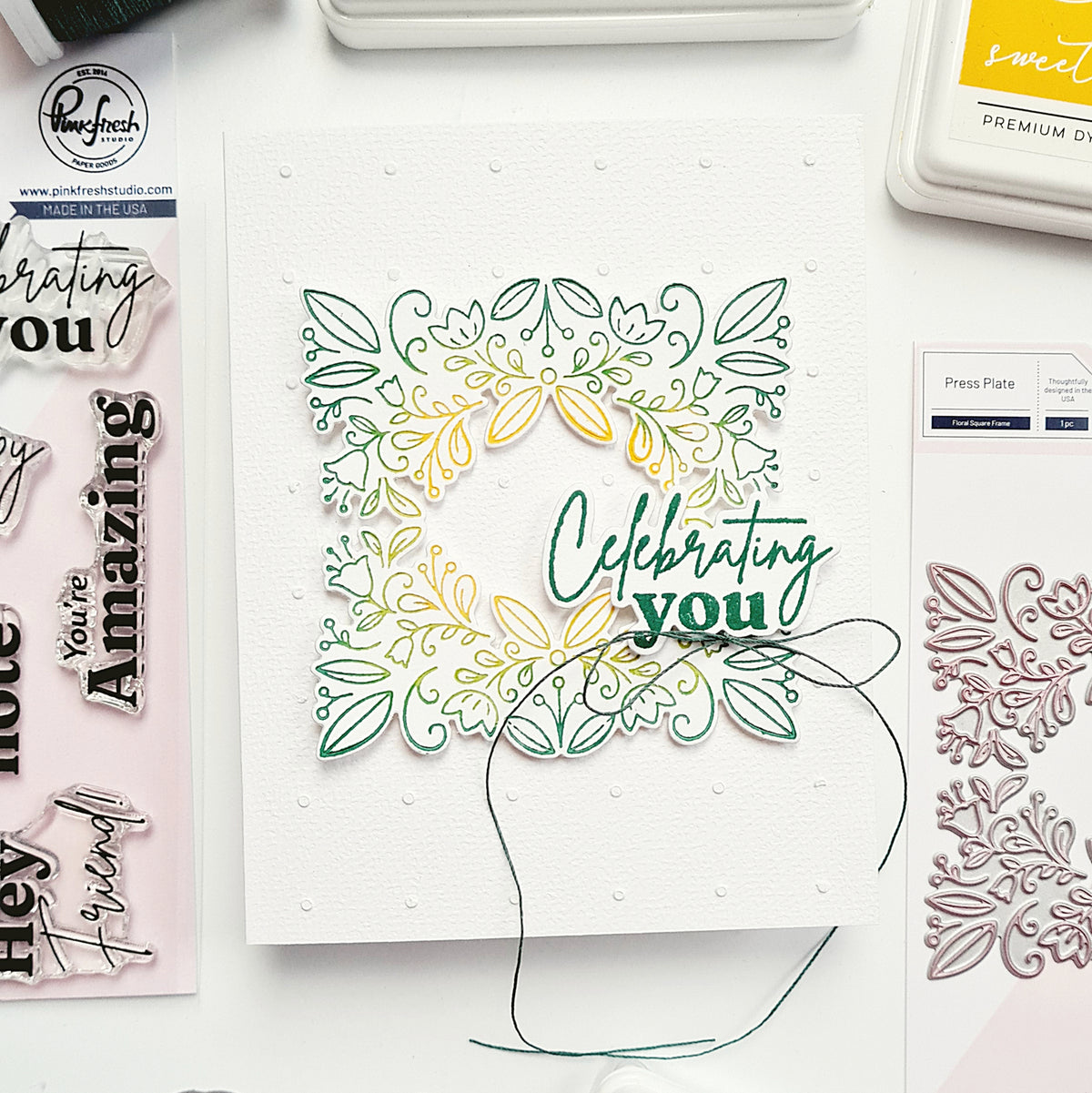 Floral Square Frame press plate