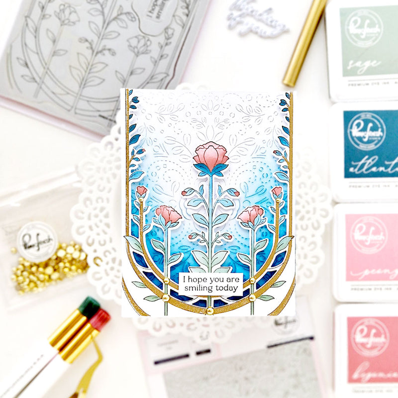 Art Deco Floral Arch cling stamp