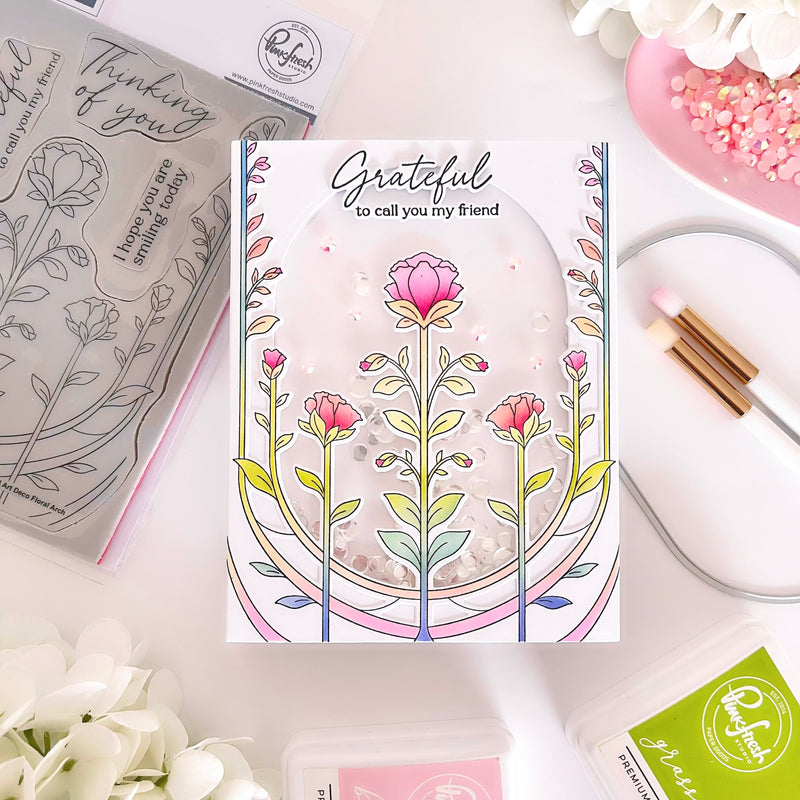 Art Deco Floral Arch cling stamp