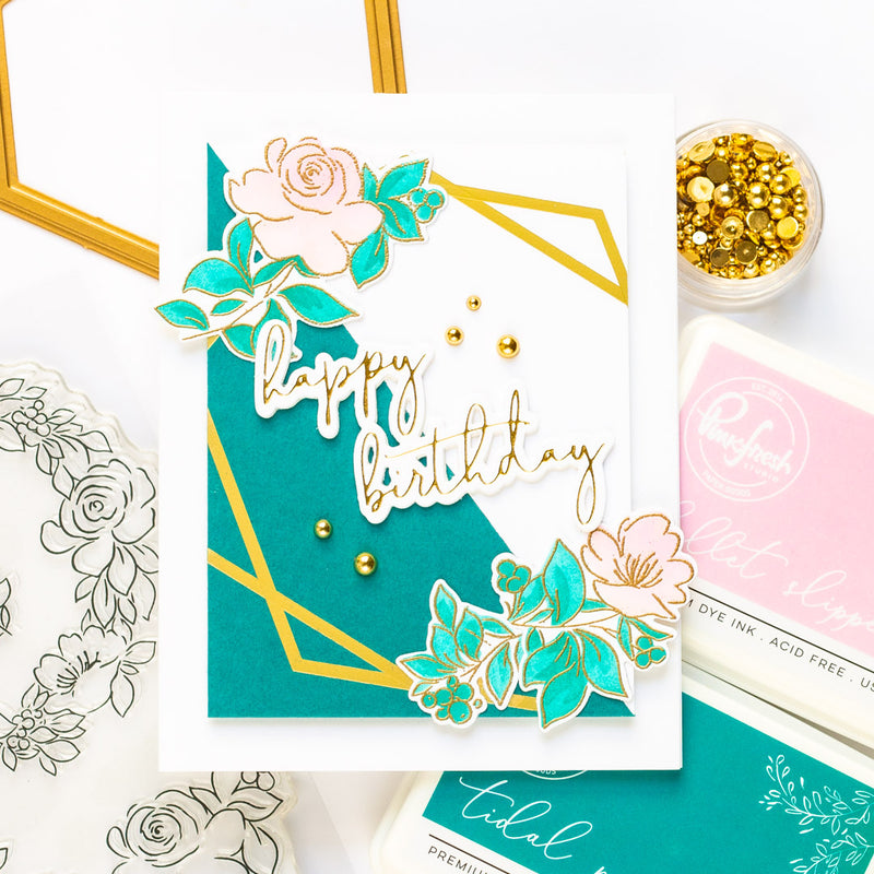 Rainbow Floral Washi layering stencil