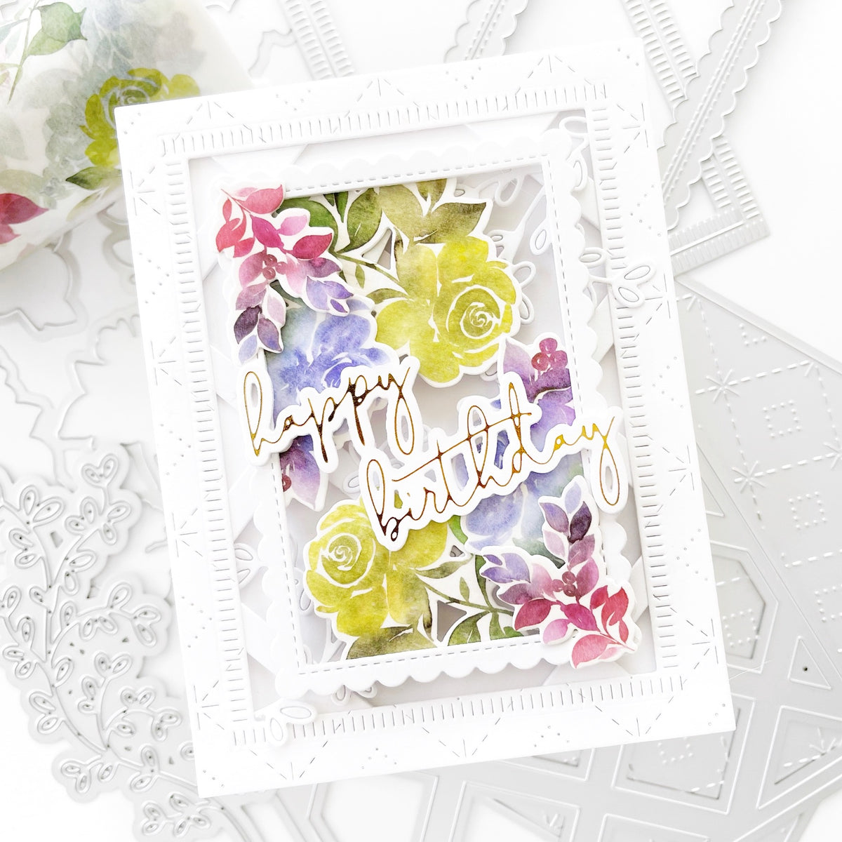 Rainbow Floral Washi die