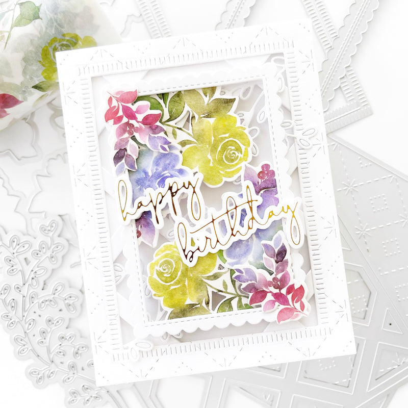 Rainbow Floral Washi die