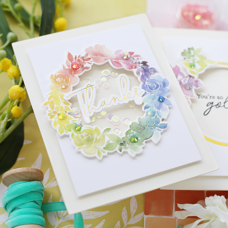 Rainbow Floral Washi die